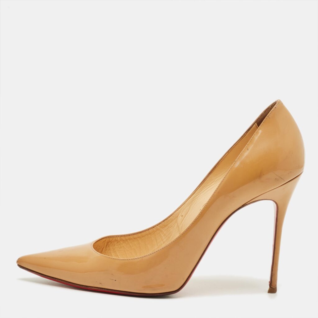 Christian Louboutin Kate Size 39.5 Beige Patent Leather Pumps