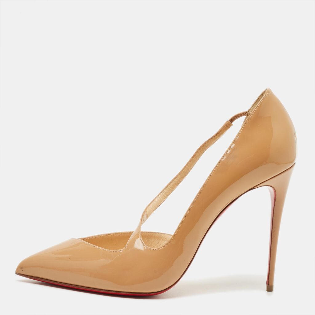 Christian Louboutin Jumping Size 40.5 Beige Patent Leather D'orsay Pumps Christian Louboutin Jumping Size 40.5 Beige Patent Leather D'orsay Pumps