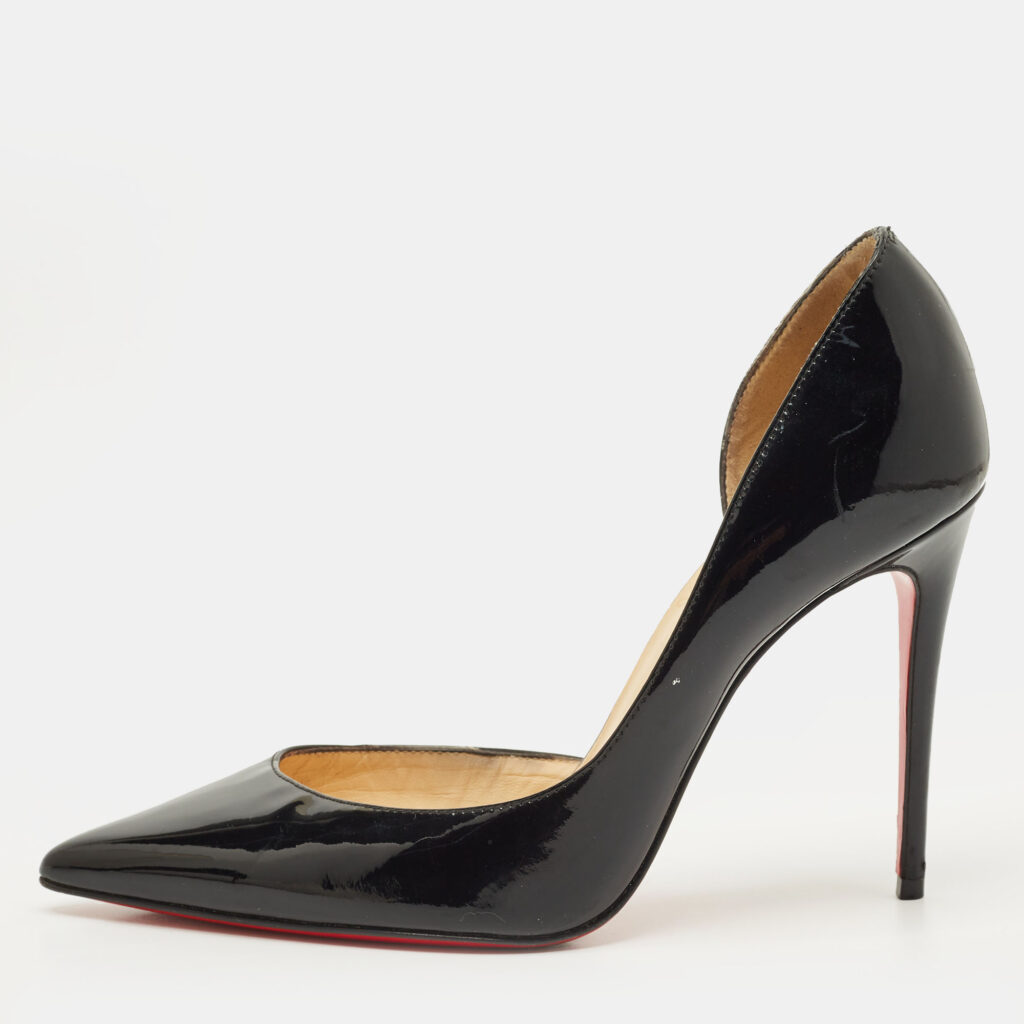 Christian Louboutin Iriza Size 35 Black Patent Leather D'orsay Pumps