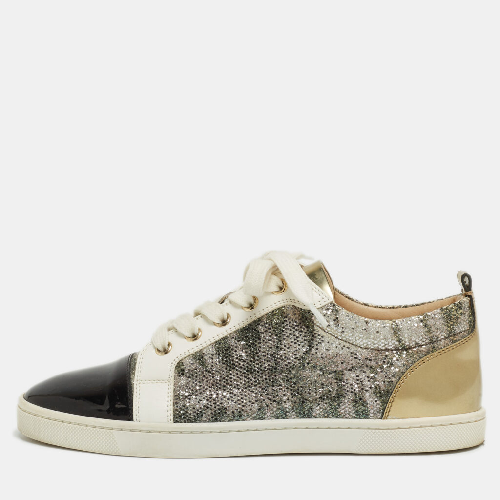 Christian Louboutin Multicolor Coarse Glitter and Leather Gondoliere Sneakers Size 36.5 Christian Louboutin Multicolor Coarse Glitter and Leather Gondoliere Sneakers Size 36.5
