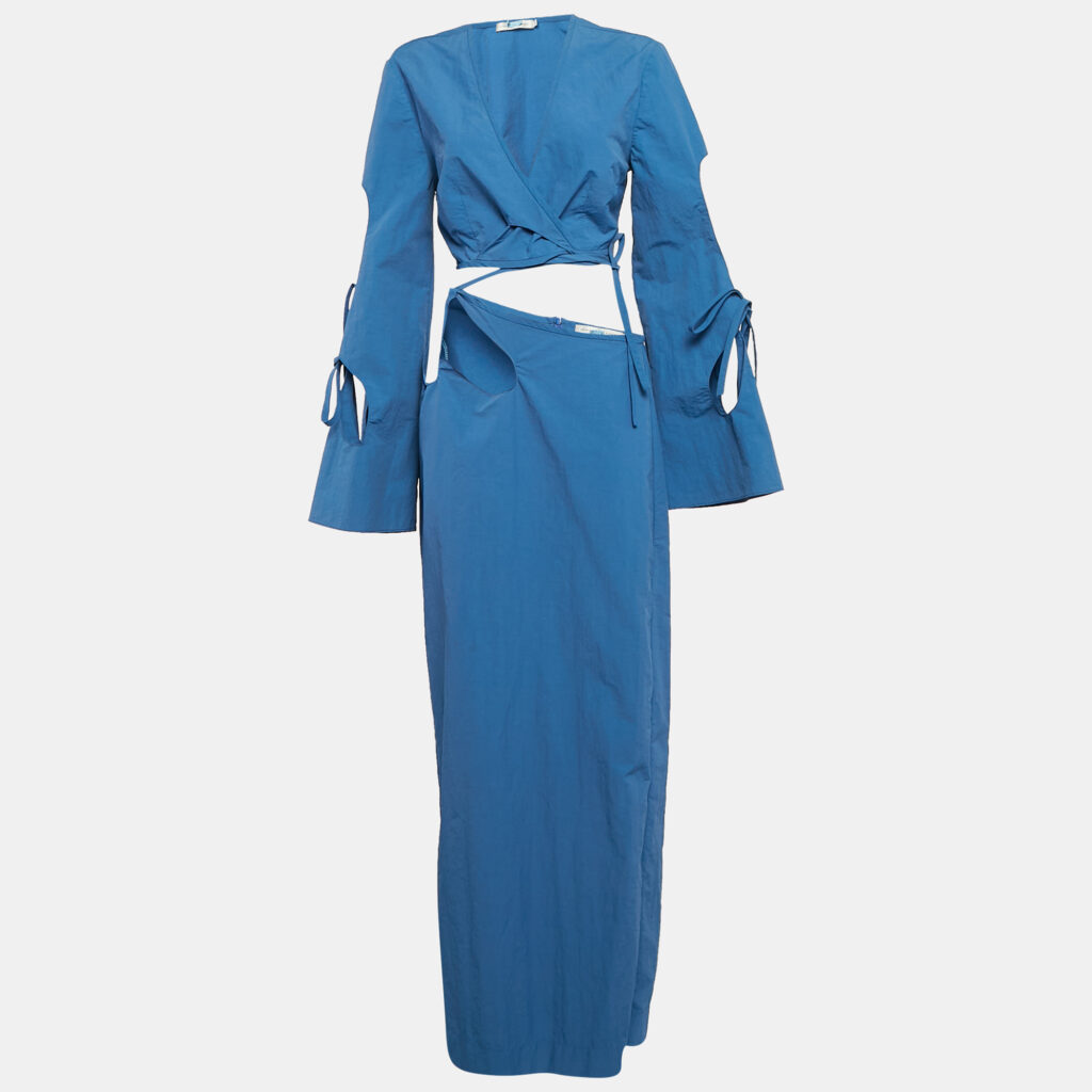Christopher Esber Blue Nylon Blend Tie-Up Skirt and Top Set M Christopher Esber Blue Nylon Blend Tie-Up Skirt and Top Set M