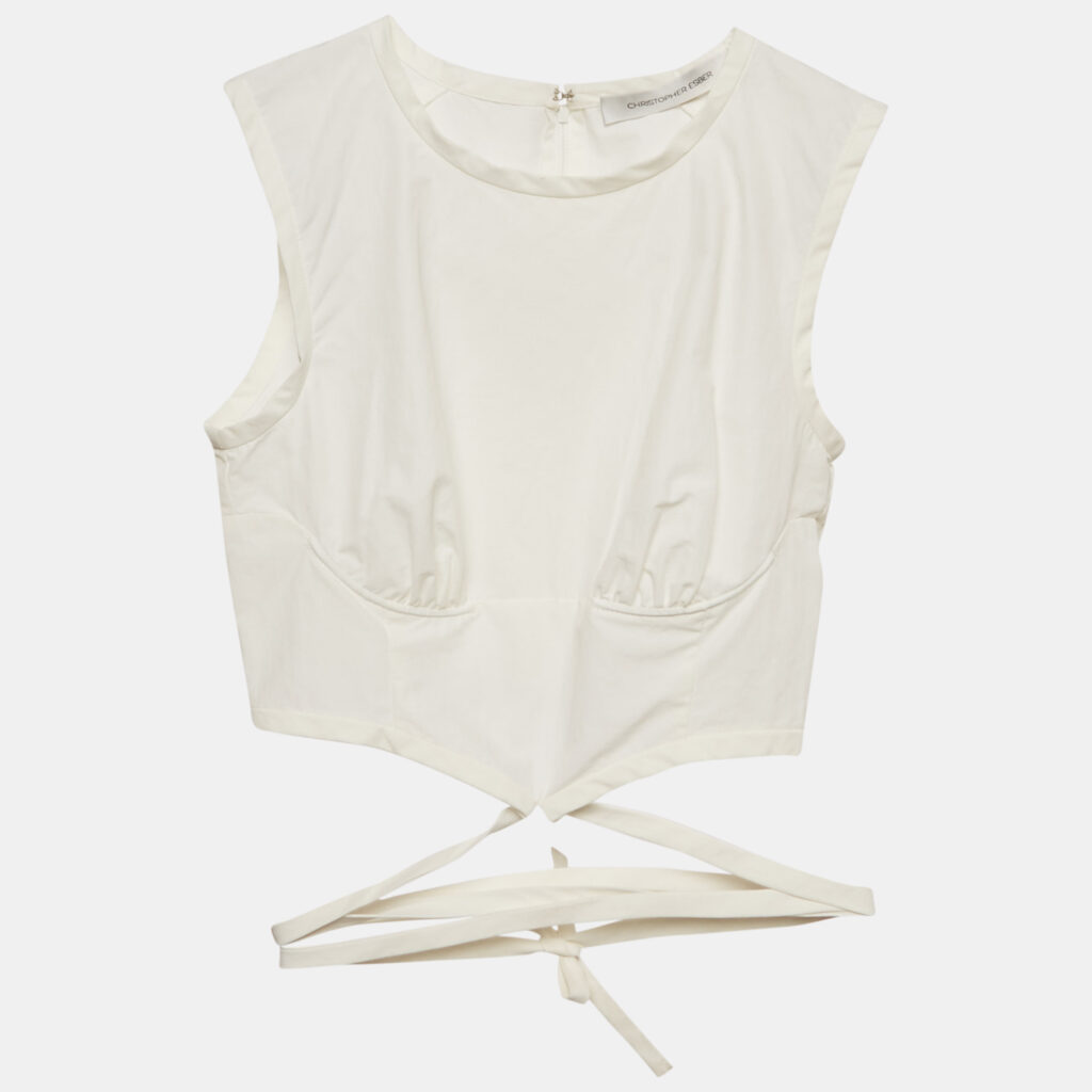 Christopher Esber White Cotton Waist Tie Top XS