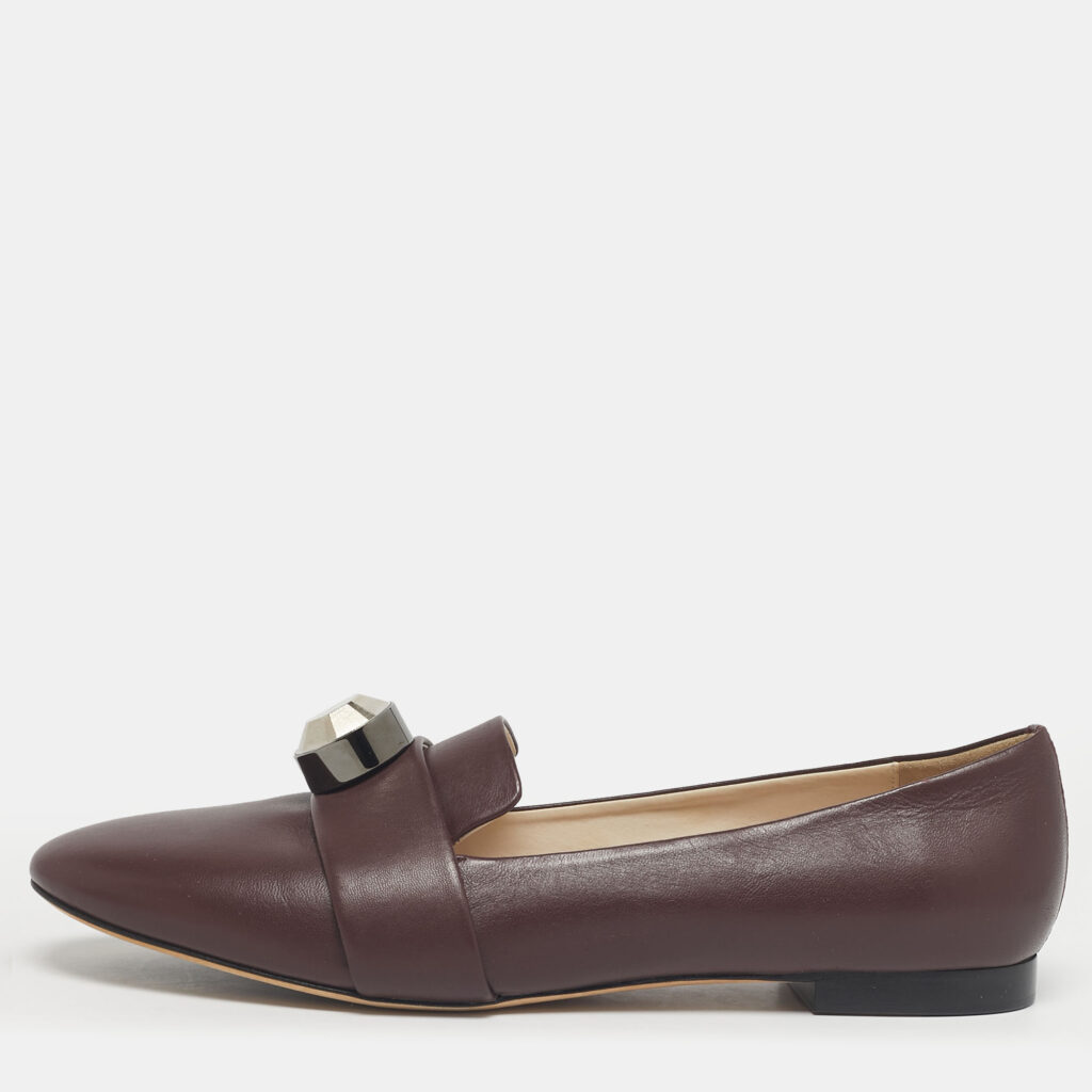 luxury-women-christopher-kane-used-shoes-p1222734-009-1.jpg Christopher Kane Burgundy Leather Crystal Bow Embellished Loafers Size 41