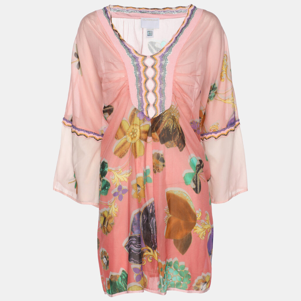 Class by Roberto Cavalli Multicolor Floral Print Chiffon Tunic Blouse M Class by Roberto Cavalli Multicolor Floral Print Chiffon Tunic Blouse M