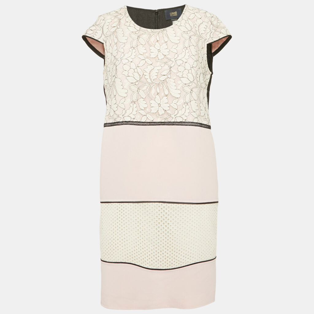 Class by Roberto Cavalli Pink Lace and Cotton Mini Dress M Class by Roberto Cavalli Pink Lace and Cotton Mini Dress M