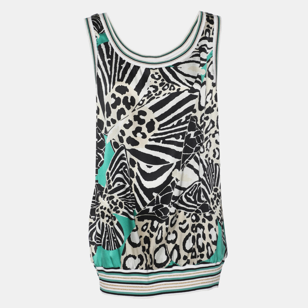 Class by Roberto Cavalli Multicolor Printed Silk Knit Tank Top S Class by Roberto Cavalli Multicolor Printed Silk Knit Tank Top S