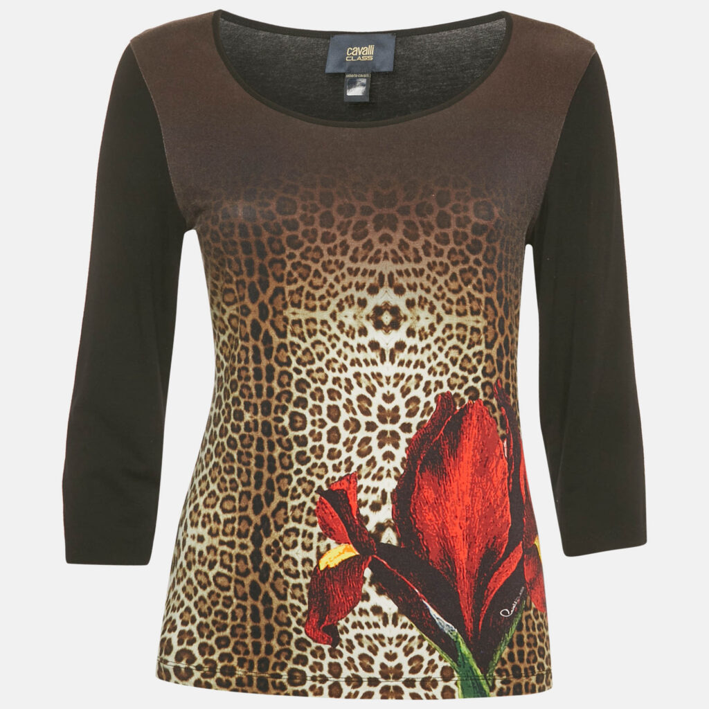 Class by Roberto Cavalli Black Printed Jersey Long Sleeve Top S Class by Roberto Cavalli Black Printed Jersey Long Sleeve Top S
