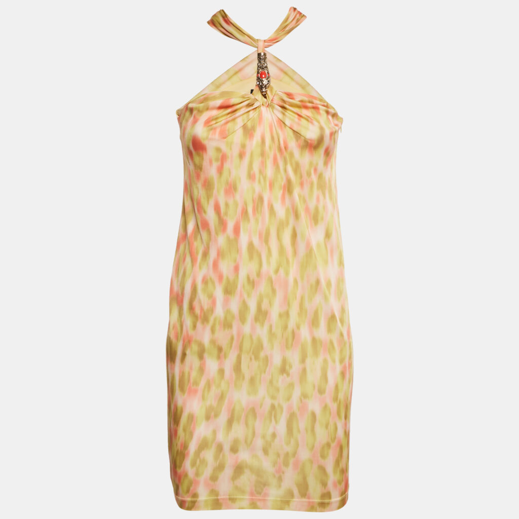 Class by Roberto Cavalli Multicolor Printed Jersey Halter Neck Mini Dress S Class by Roberto Cavalli Multicolor Printed Jersey Halter Neck Mini Dress S