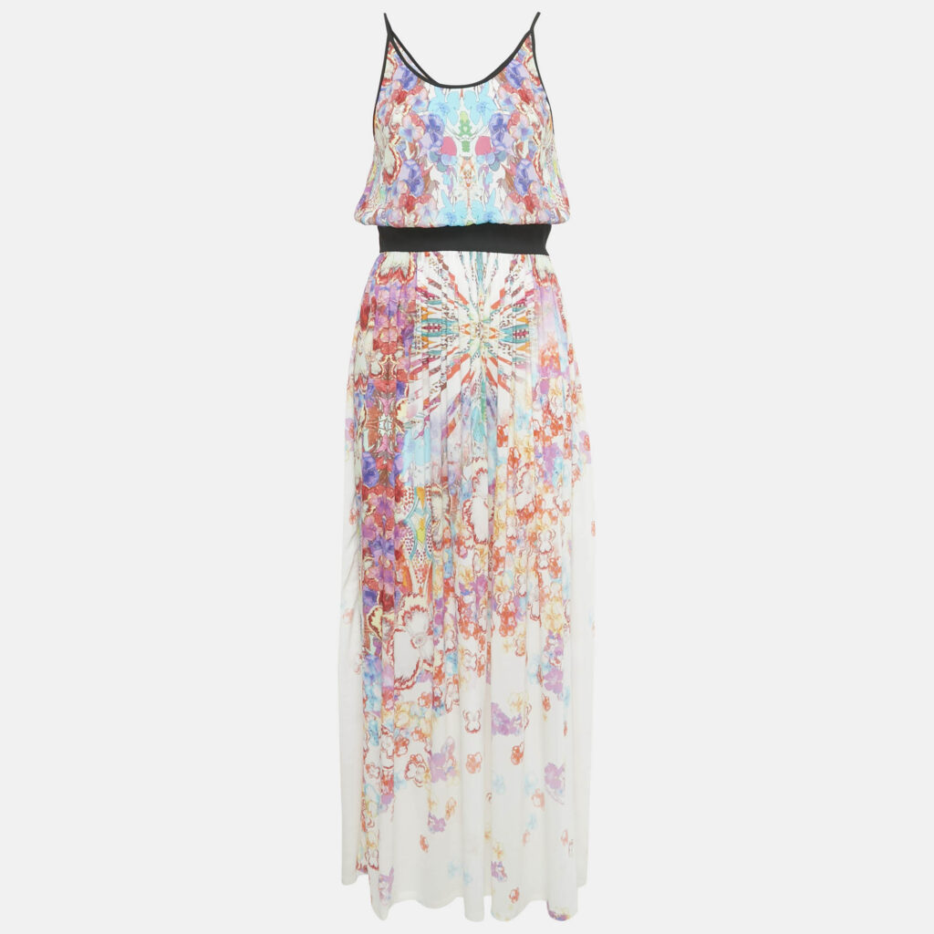 Class by Roberto Cavalli Multicolor Floral Print Crepe Maxi Dress M