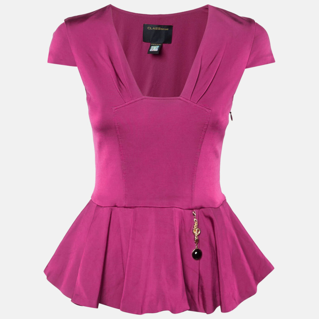 Class by Roberto Cavalli Magenta Pink Jersey peplum Hem Top M Class by Roberto Cavalli Magenta Pink Jersey peplum Hem Top M