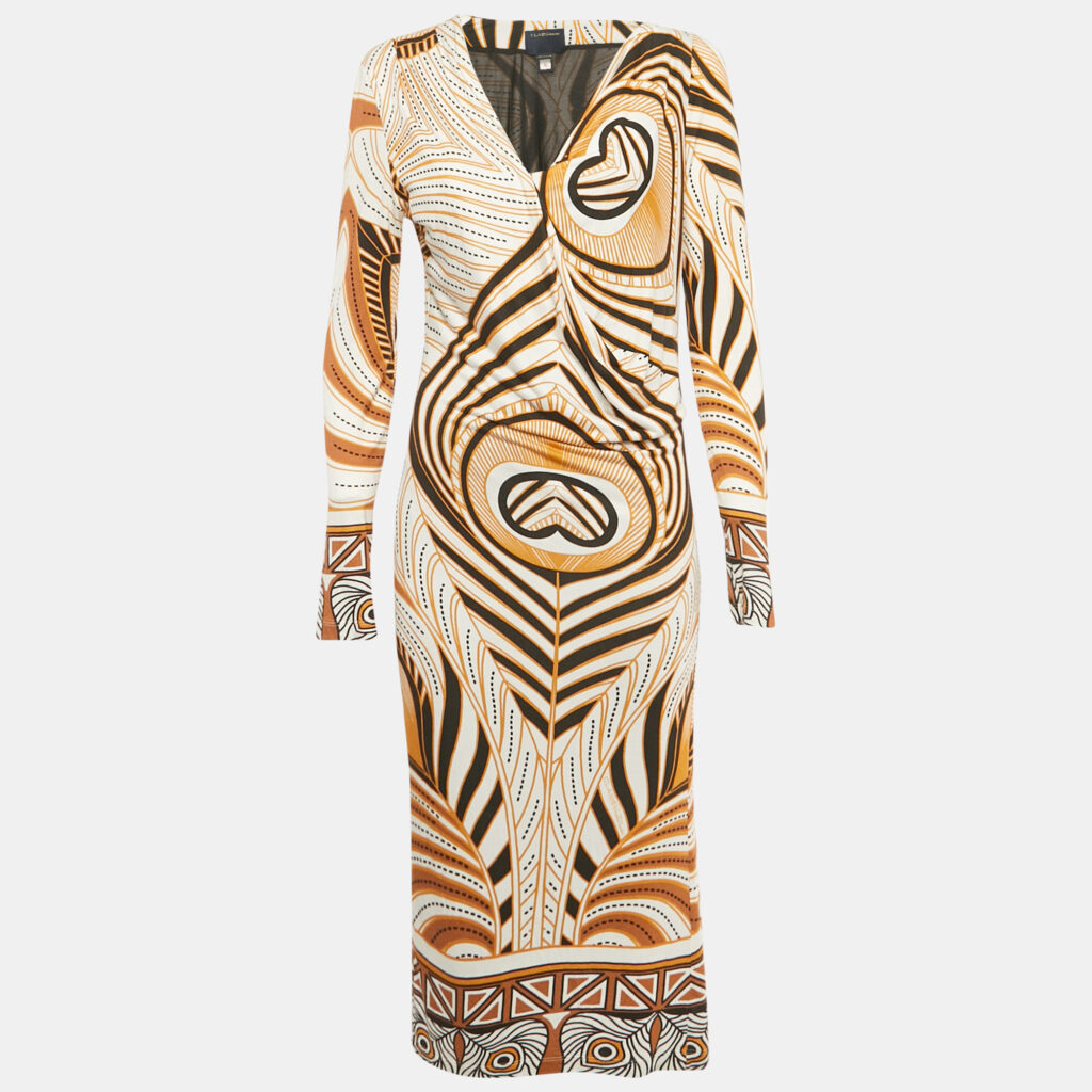 Class by Roberto Cavalli White Printed Jersey Midi Dress L