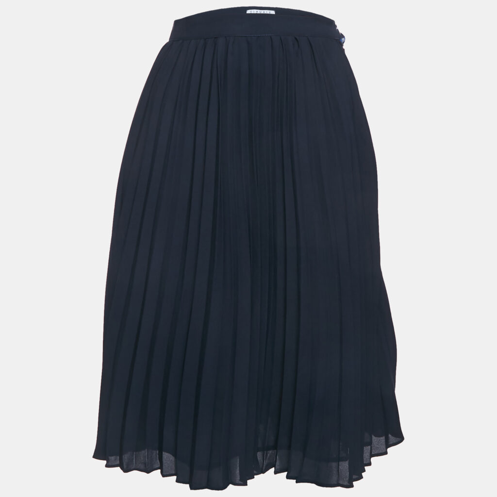 luxury-women-claudie-pierlot-used-clothes-p1190096-003-1.jpg Claudie Pierlot Navy Blue Plisse Midi Skirt S