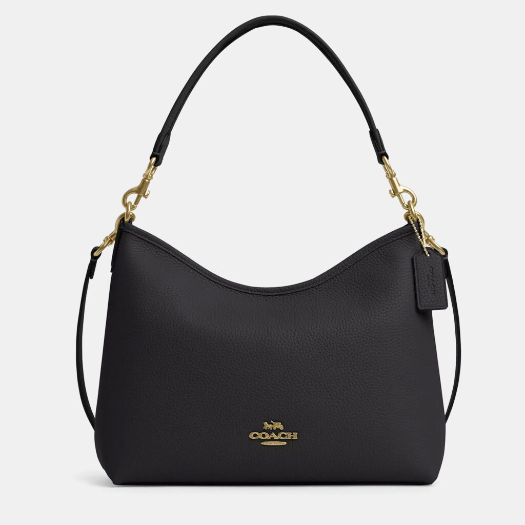 Coach Laurel pebbled leather Gold Black Handbag Coach Laurel pebbled leather Gold Black Handbag