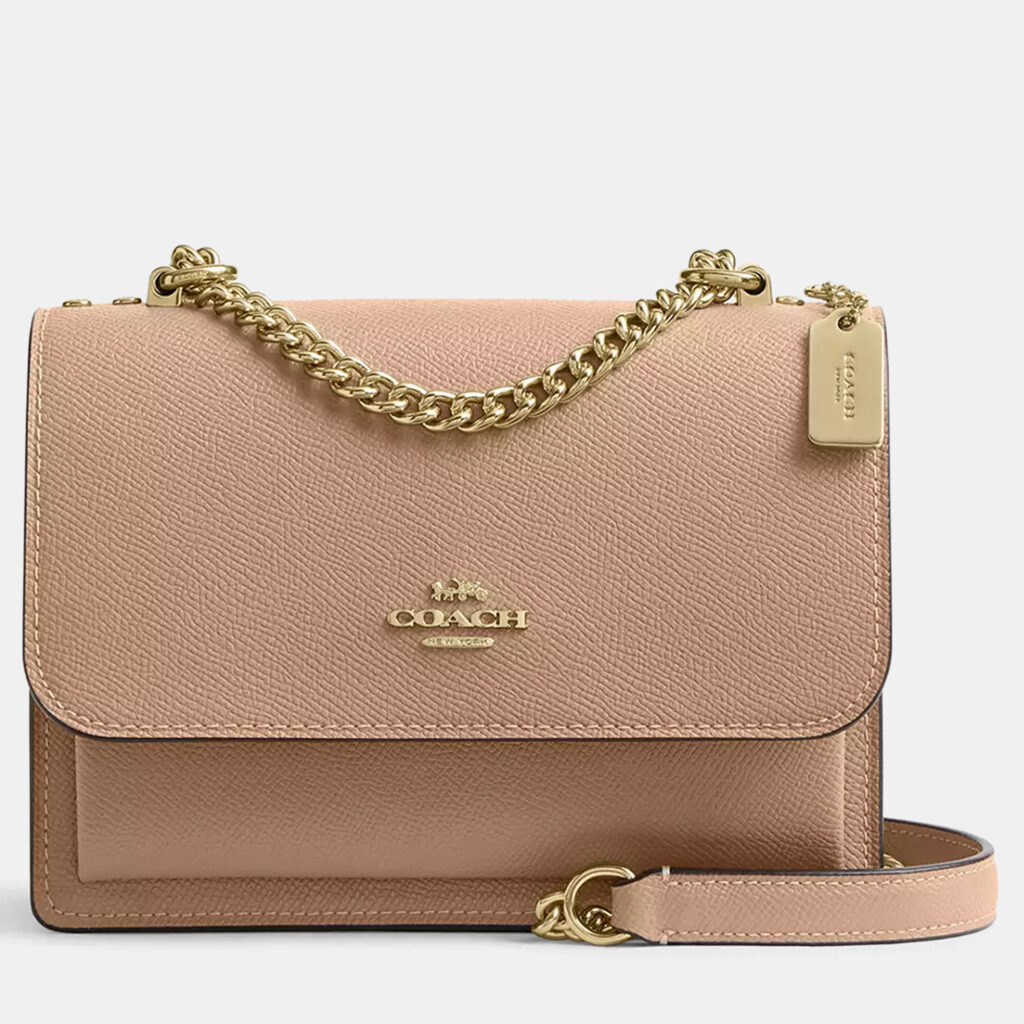 Coach Mini Klare crossgrain leather Gold Taupe Handbag Coach Mini Klare crossgrain leather Gold Taupe Handbag