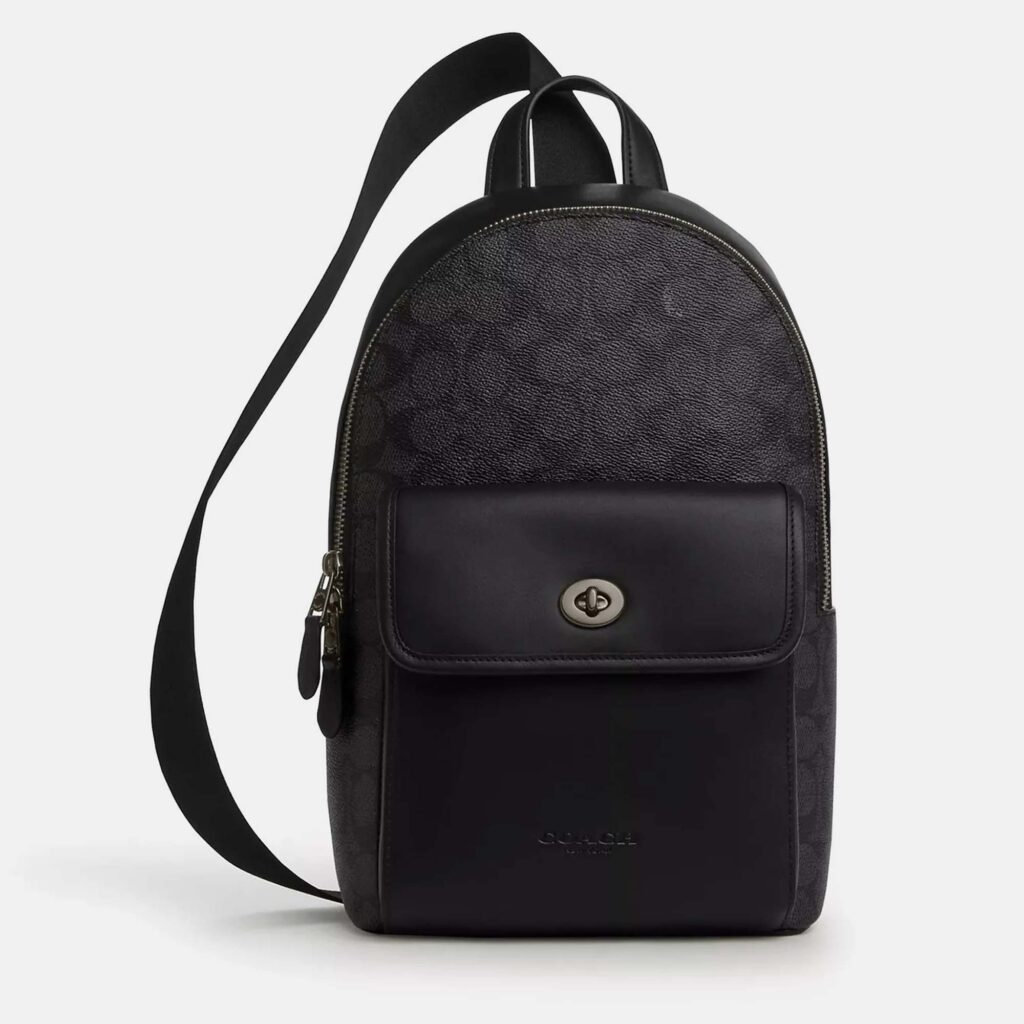 Coach Turnlock Black signature Canvas Sling Coach Turnlock Black signature Canvas Sling