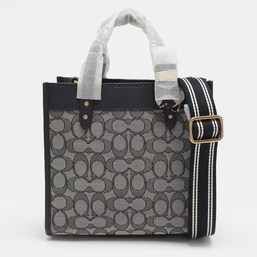 Coach Navy Blue Signature Canvas and Leather Field 22 Tote Coach Navy Blue Signature Canvas and Leather Field 22 Tote
