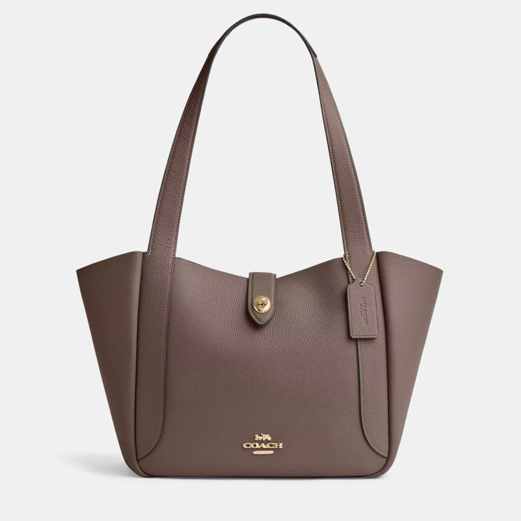 Coach Hadley Turnlock Dark Stone Leather Tote Bag Coach Hadley Turnlock Dark Stone Leather Tote Bag