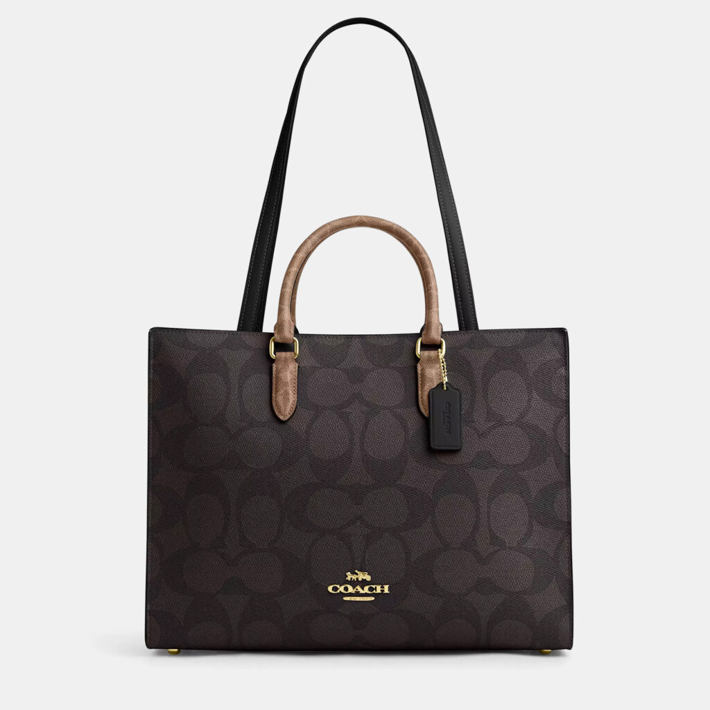 Coach Maggie Blocked Signature Canvas Black Canvas Tote Bag