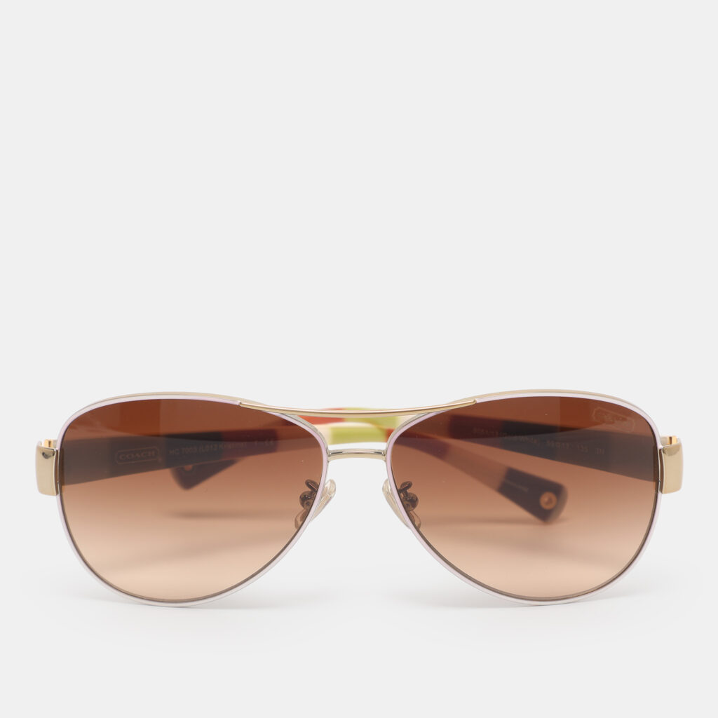 Coach Multicolor Brown Gradient HC7003 L012 Kristina Aviator Sunglasses Coach Multicolor Brown Gradient HC7003 L012 Kristina Aviator Sunglasses