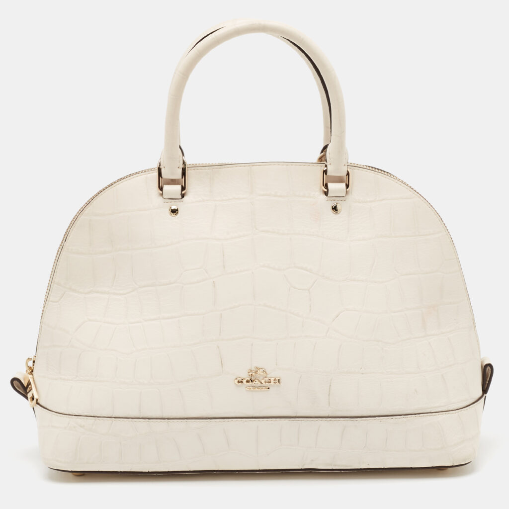 Coach Off White Croc Embossed Leather Sierra Satchel Coach Off White Croc Embossed Leather Sierra Satchel