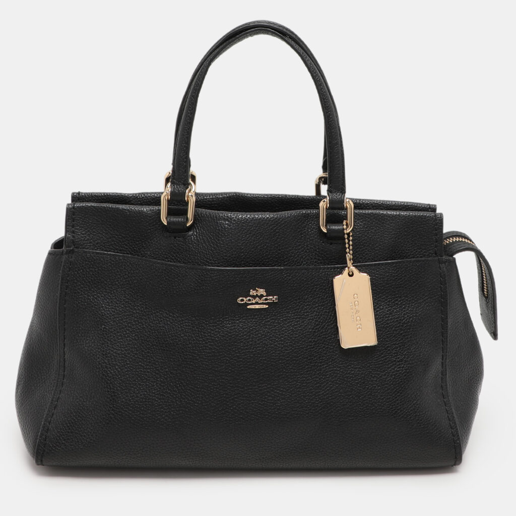 luxury-women-coach-used-handbags-p1113652-001-1.jpg Coach Black Leather Fulton Satchel