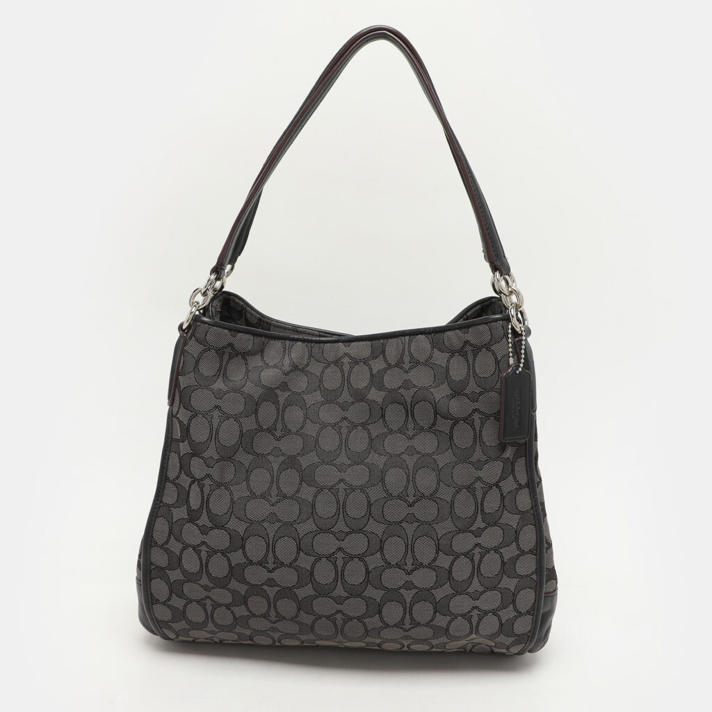 Coach Dark Grey/Black Signature Canvas and Leather Edie Hobo Coach Dark Grey/Black Signature Canvas and Leather Edie Hobo