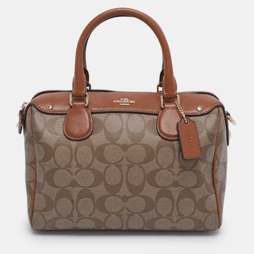 Coach Beige/Brown Signature Coated Canvas and Leather Mini Bennett Satchel