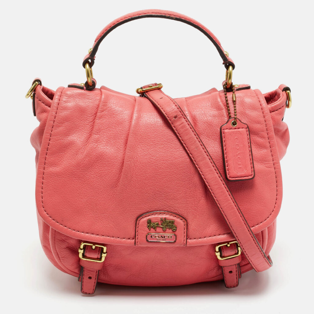 Coach Coral Pink Leather Madison Anabelle Crossbody Bag Coach Coral Pink Leather Madison Anabelle Crossbody Bag