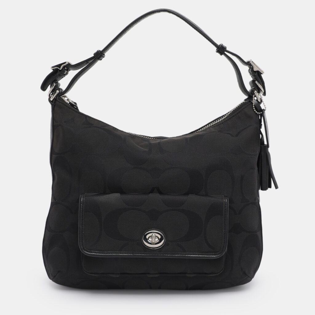 Coach Black/Grey Canvas and Leather Legacy Courtenay Hobo Coach Black/Grey Canvas and Leather Legacy Courtenay Hobo