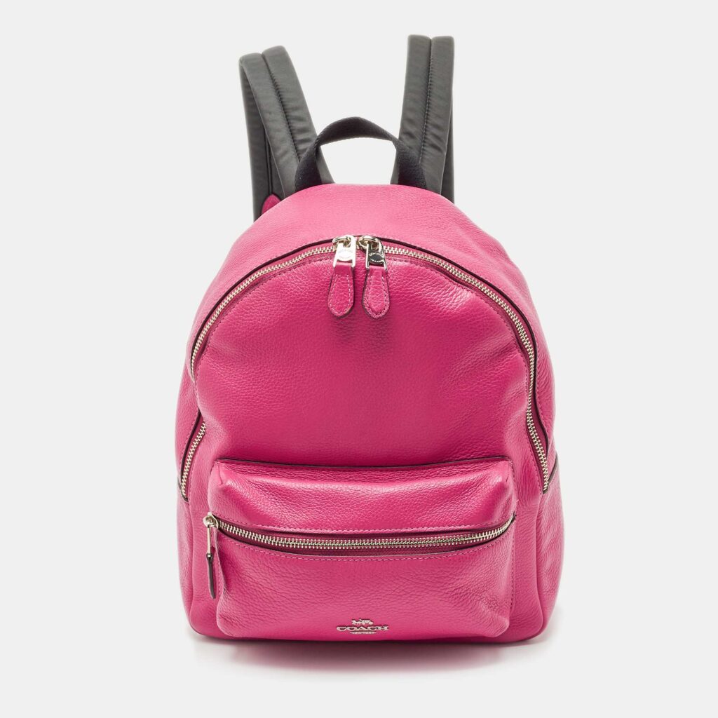 Coach Pink/Black Leather and Nylon Charlie Backpack Coach Pink/Black Leather and Nylon Charlie Backpack
