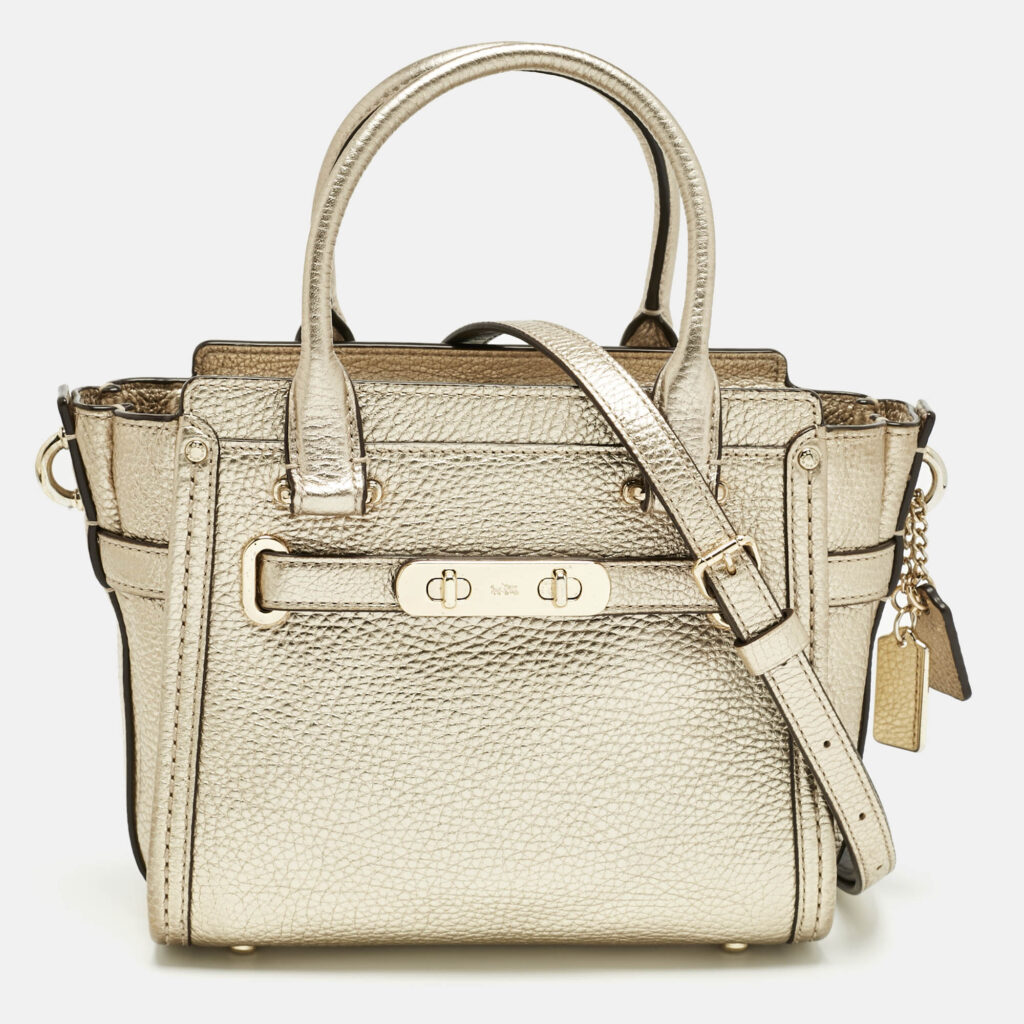 Coach Gold Leather Swagger 20 Crossbody Bag Coach Gold Leather Swagger 20 Crossbody Bag