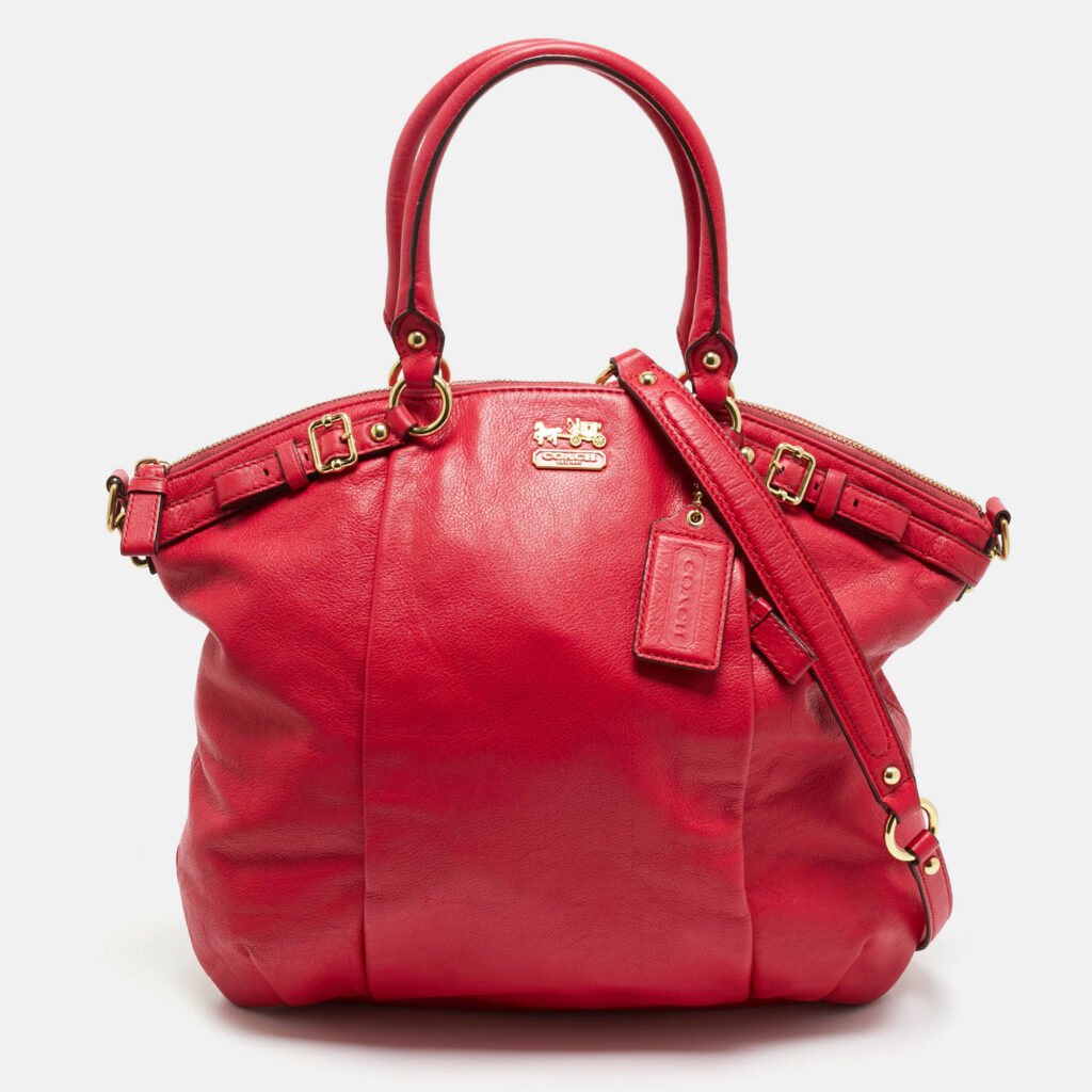 Coach Red Leather Madison Lindsey Satchel