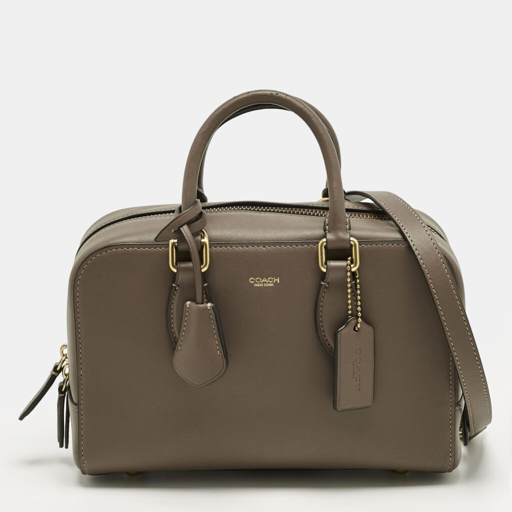 Coach Dark Beige Leather Bowery Satchel Coach Dark Beige Leather Bowery Satchel