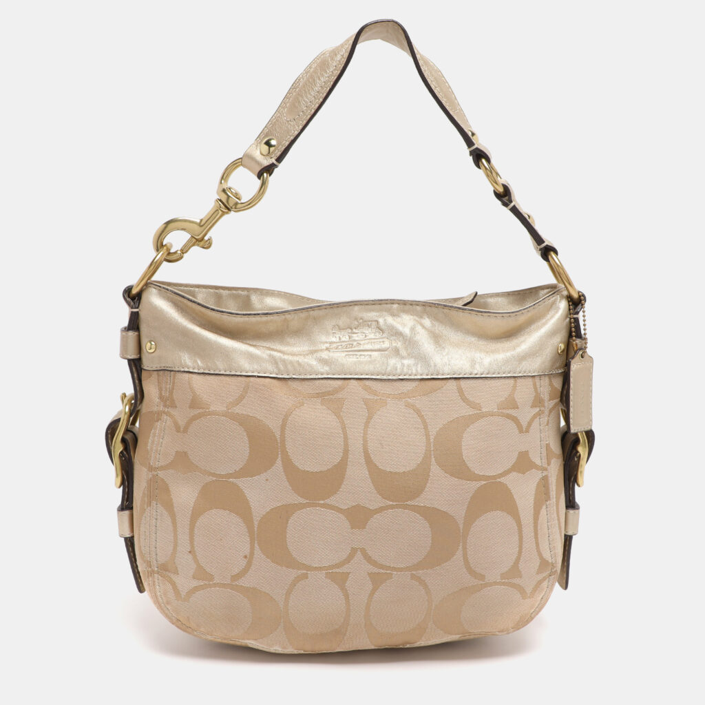 Coach Beige/Gold Canvas and Leather Zoe Hobo Coach Beige/Gold Canvas and Leather Zoe Hobo