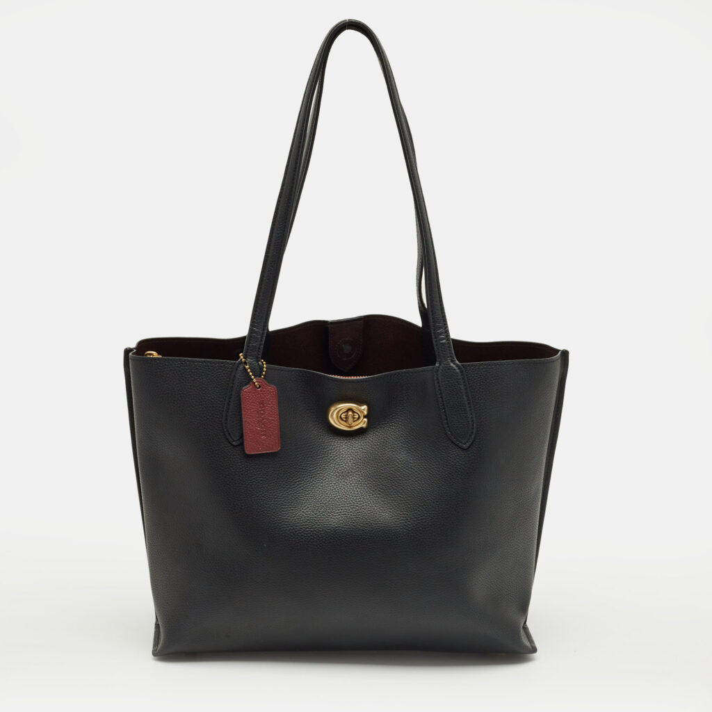 luxury-women-coach-used-handbags-p1241330-001-1.jpg Coach Black Leather Willow Tote