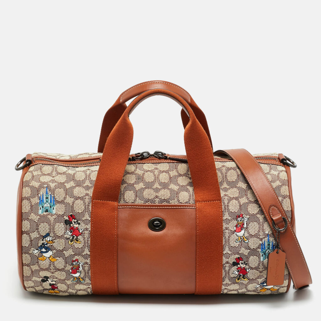 Coach x Disney Brown/Beige Jacquard Canvas Mickey and Friends Embroidered Duffel Bag Coach x Disney Brown/Beige Jacquard Canvas Mickey and Friends Embroidered Duffel Bag
