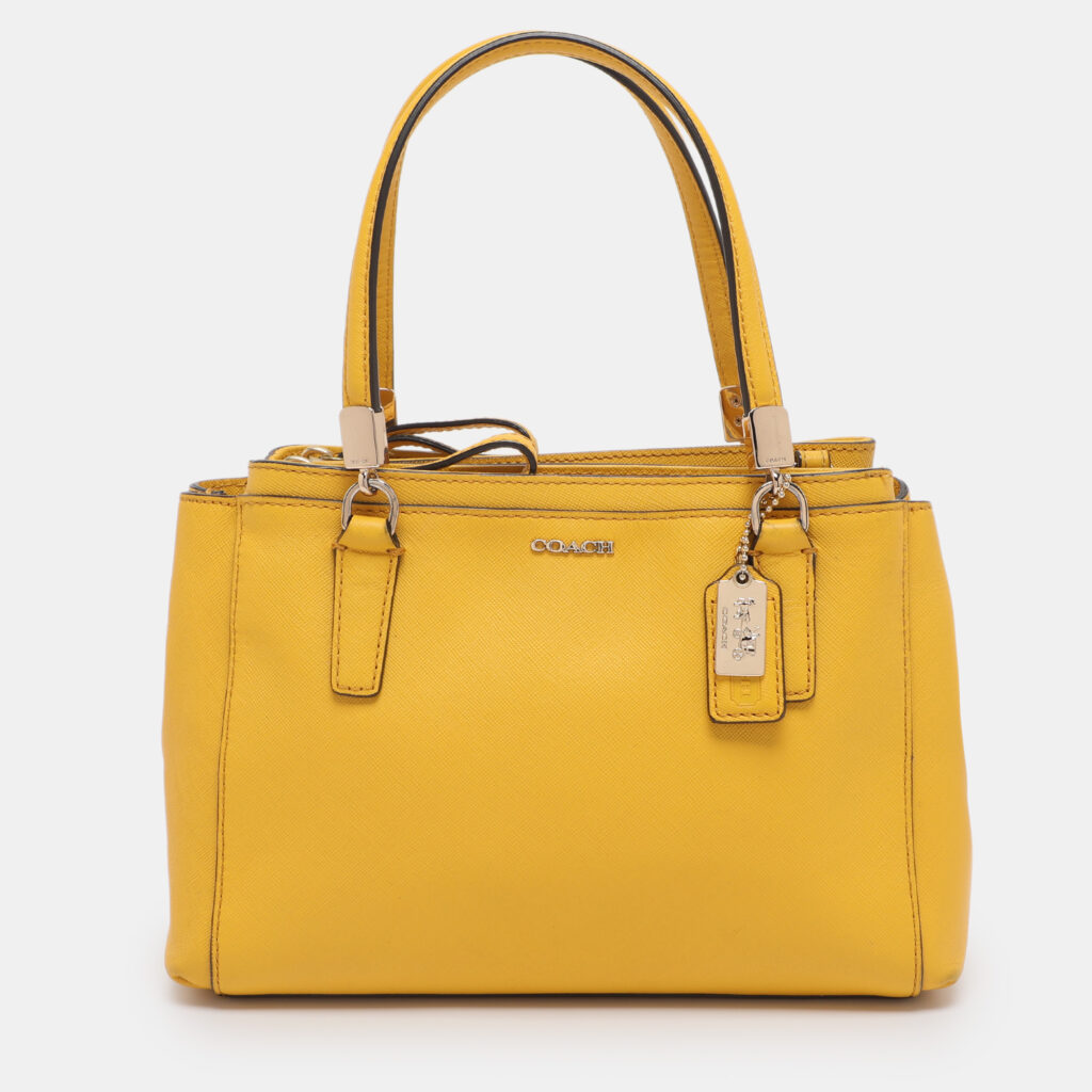 luxury-women-coach-used-handbags-p1244976-001-1.jpg Coach Yellow Leather Mini Christie Carryall Satchel
