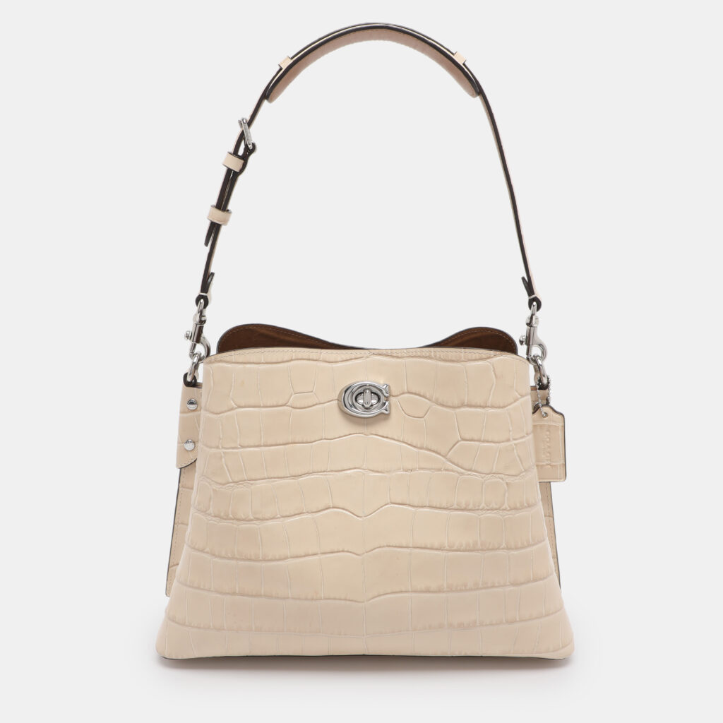 Coach Willow Beige Croc Embossed Leather Bucket bag Coach Willow Beige Croc Embossed Leather Bucket bag