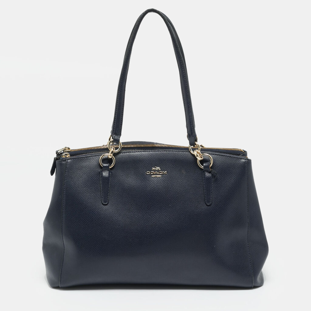 Coach Christie Carryall Large Navy Blue Leather Satchel Coach Christie Carryall Large Navy Blue Leather Satchel