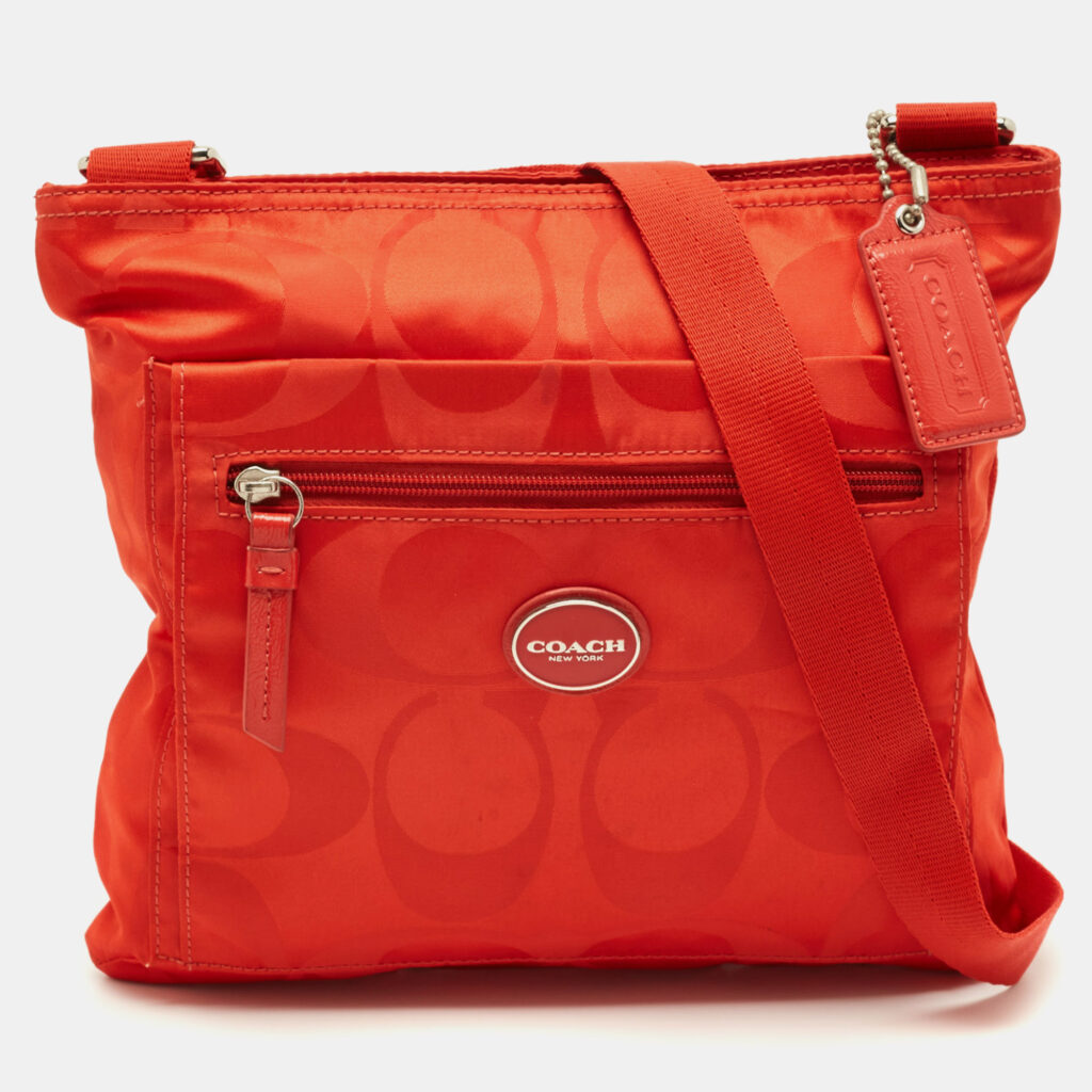 Coach Orange Signature Nylon File Messenger Bag Coach Orange Signature Nylon File Messenger Bag