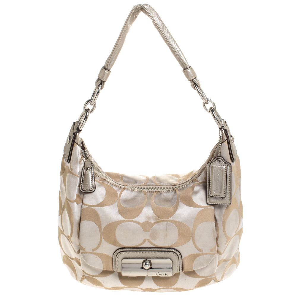 Coach Beige/Gold Canvas and Leather Kristin Hobo Coach Beige/Gold Canvas and Leather Kristin Hobo