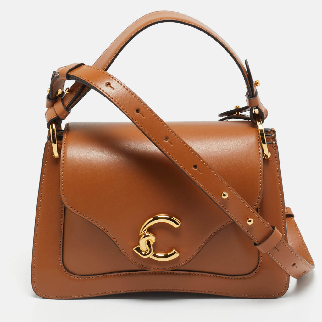 Coccinelle Brown Leather C Me Flap Top Handle Bag Coccinelle Brown Leather C Me Flap Top Handle Bag
