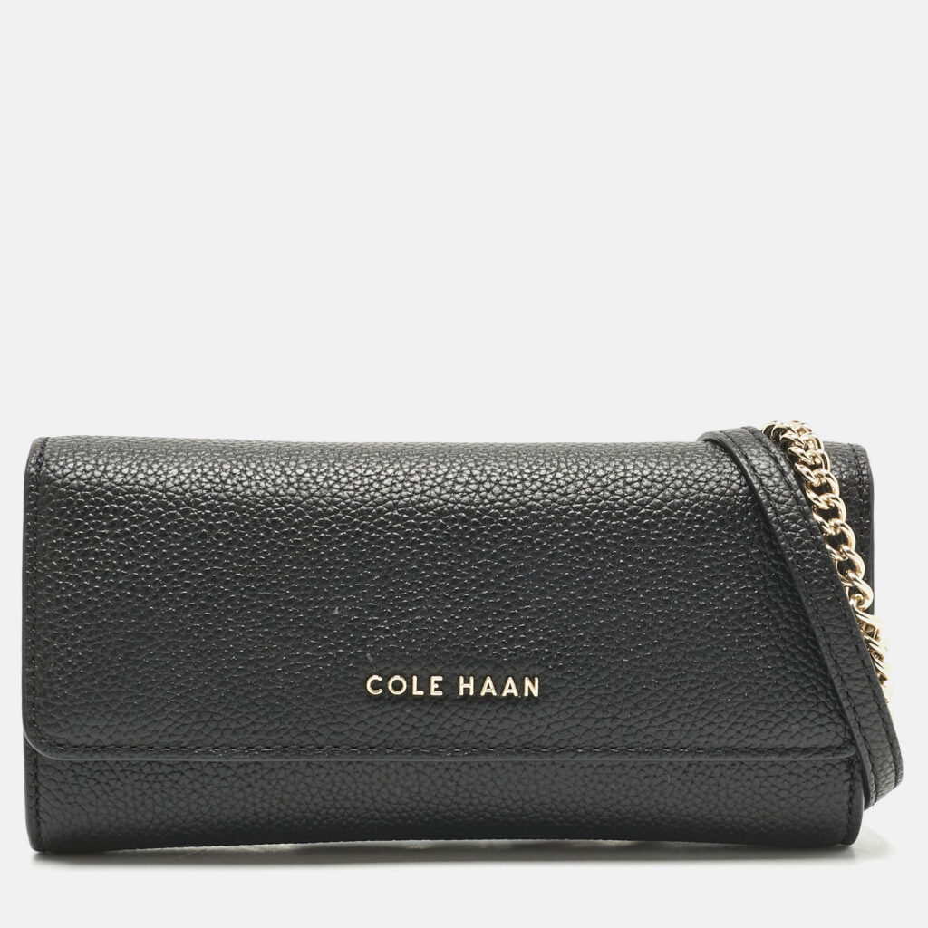 Cole Haan Black Leather Grand Series Wallet On Chain Cole Haan Black Leather Grand Series Wallet On Chain