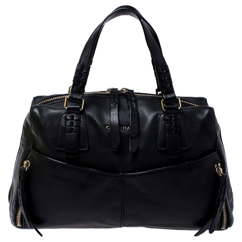 Cole Haan Black Leather Front Pocket Satchel Cole Haan Black Leather Front Pocket Satchel