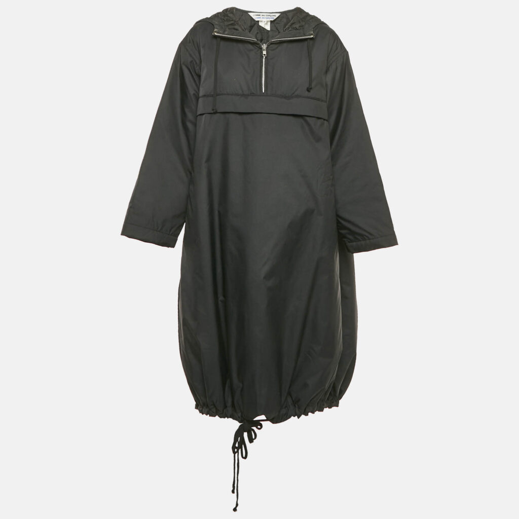Comme des Garcons Black Synthetic Hooded Long Jacket M