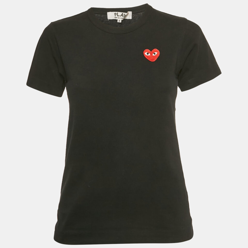 Comme des Garcons Play Black Cotton Play Heart Patched T-Shirt S Comme des Garcons Play Black Cotton Play Heart Patched T-Shirt S