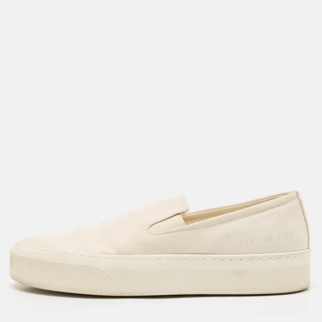 Common Projects White Canvas Slip On Sneakers Size 36