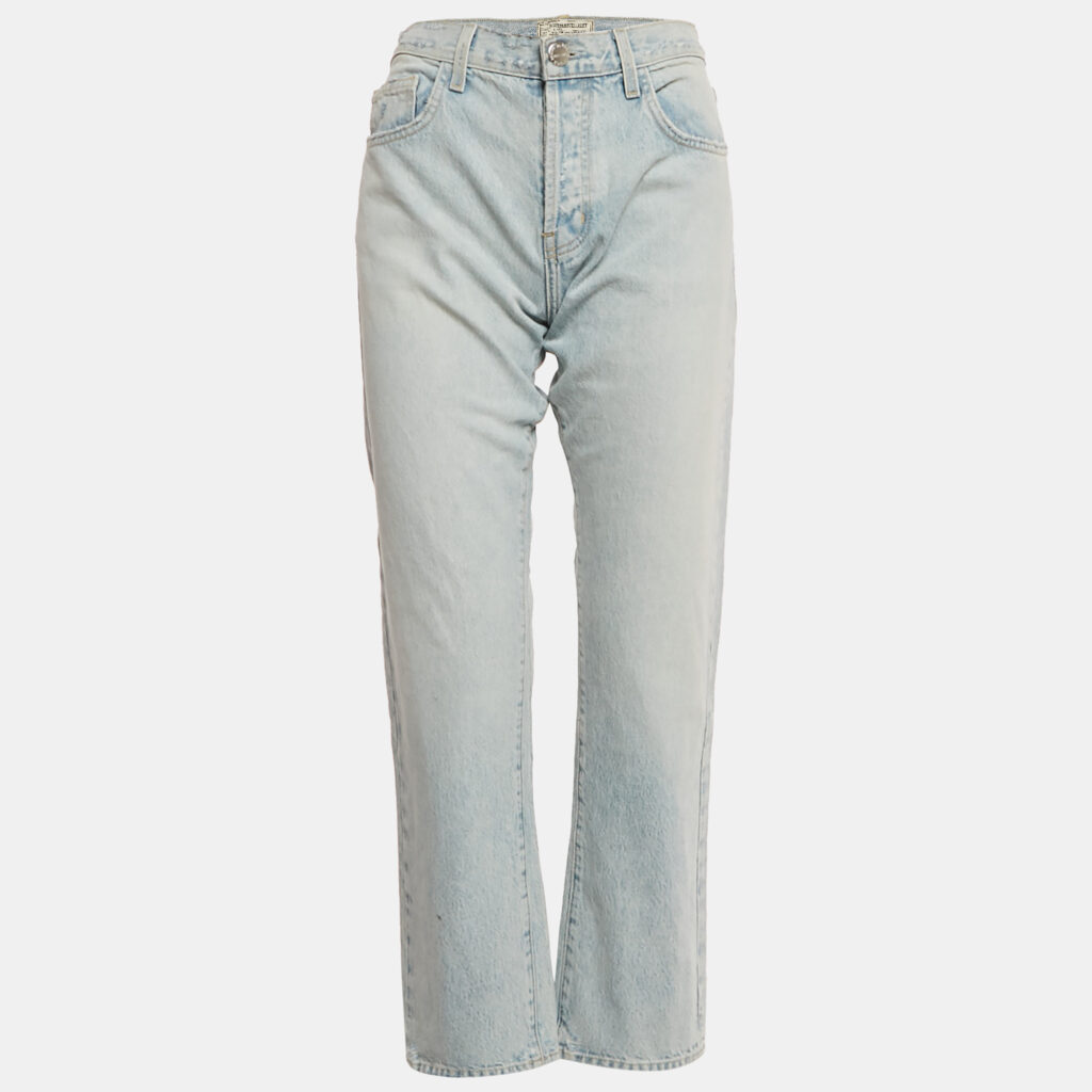 Current/Elliott Light Blue Denim Straight Fit Alta Destroy Jeans M Waist 28"