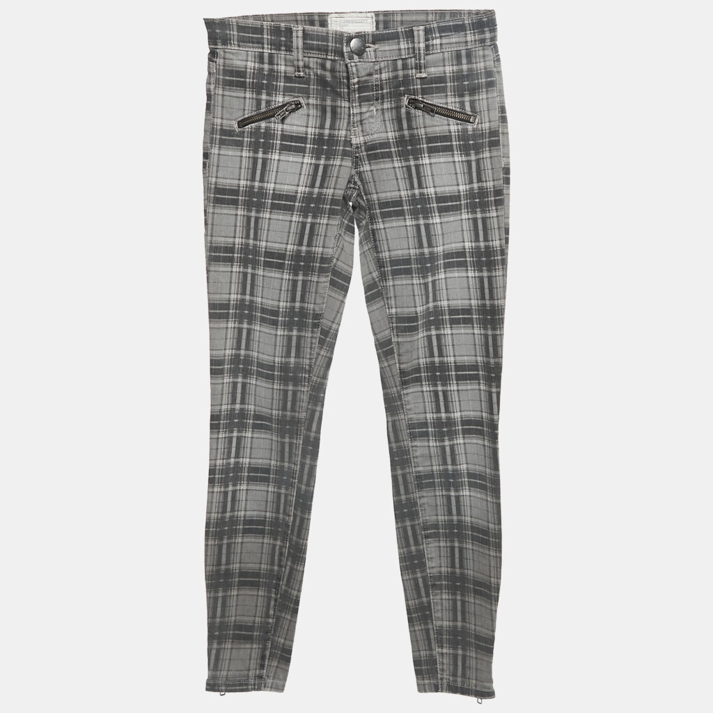 Current Elliot Grey Plaid Cotton Soho Zip Stiletto Pants S Waist 24" Current Elliot Grey Plaid Cotton Soho Zip Stiletto Pants S Waist 24"