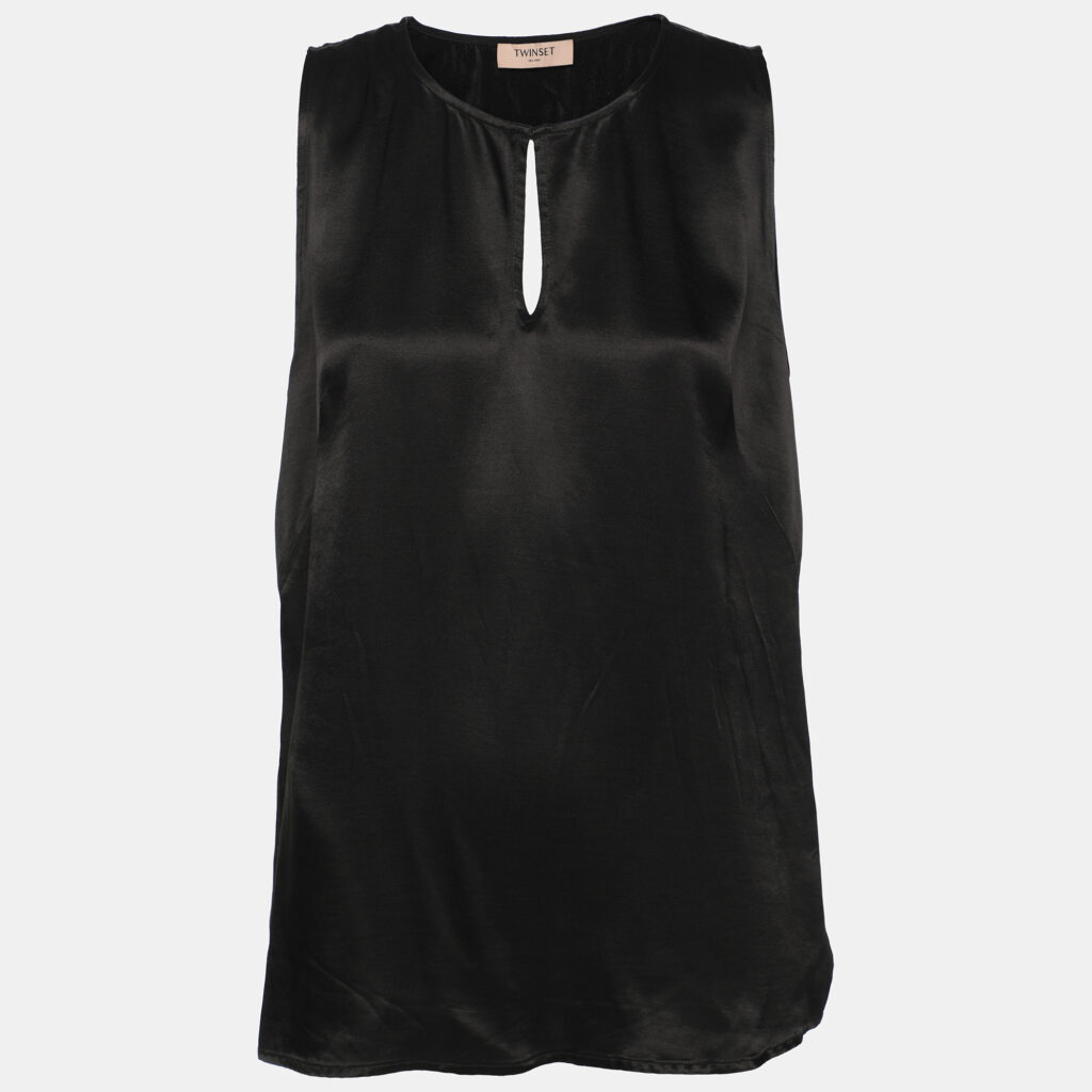 Twinset Black Satin Tank Top M Twinset Black Satin Tank Top M